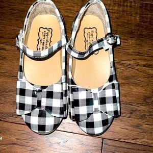 Black and white plaid bow shoes